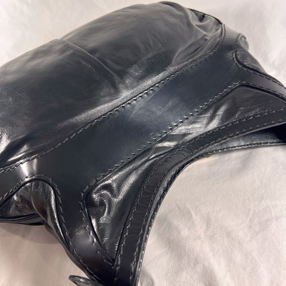 GUCCI 189885 Authentic Black Leather Queen Hobo Tote Shoulder Bag Made in Italy - Picture 16 of 17